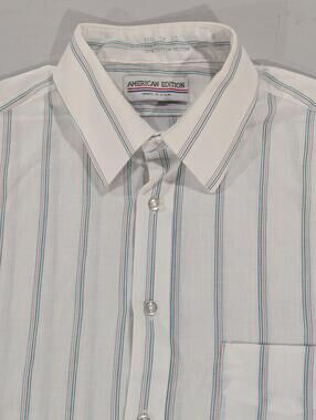 Vintage American Edition Dress Shirt Mens 15.5 34/35 White Stripe Classic USA